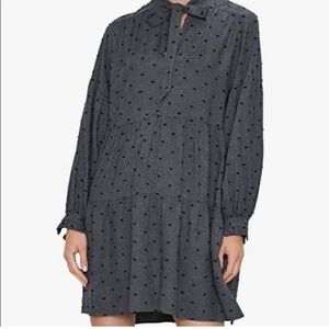 Zara Long Sleeve Gray Polka Dot Dress